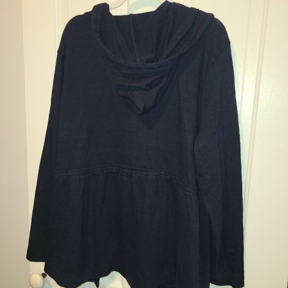 NWT LOFT Open Front Cardigan Sz 20/22 Navy Hooded Ties @ Neckline LS - Picture 7 of 7
